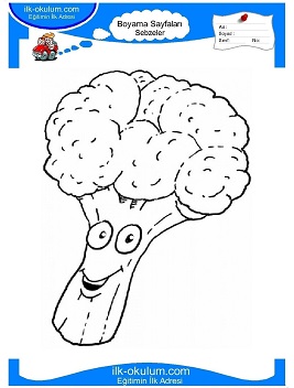 Çocuklar İçin Brokoli Boyama Sayfaları 